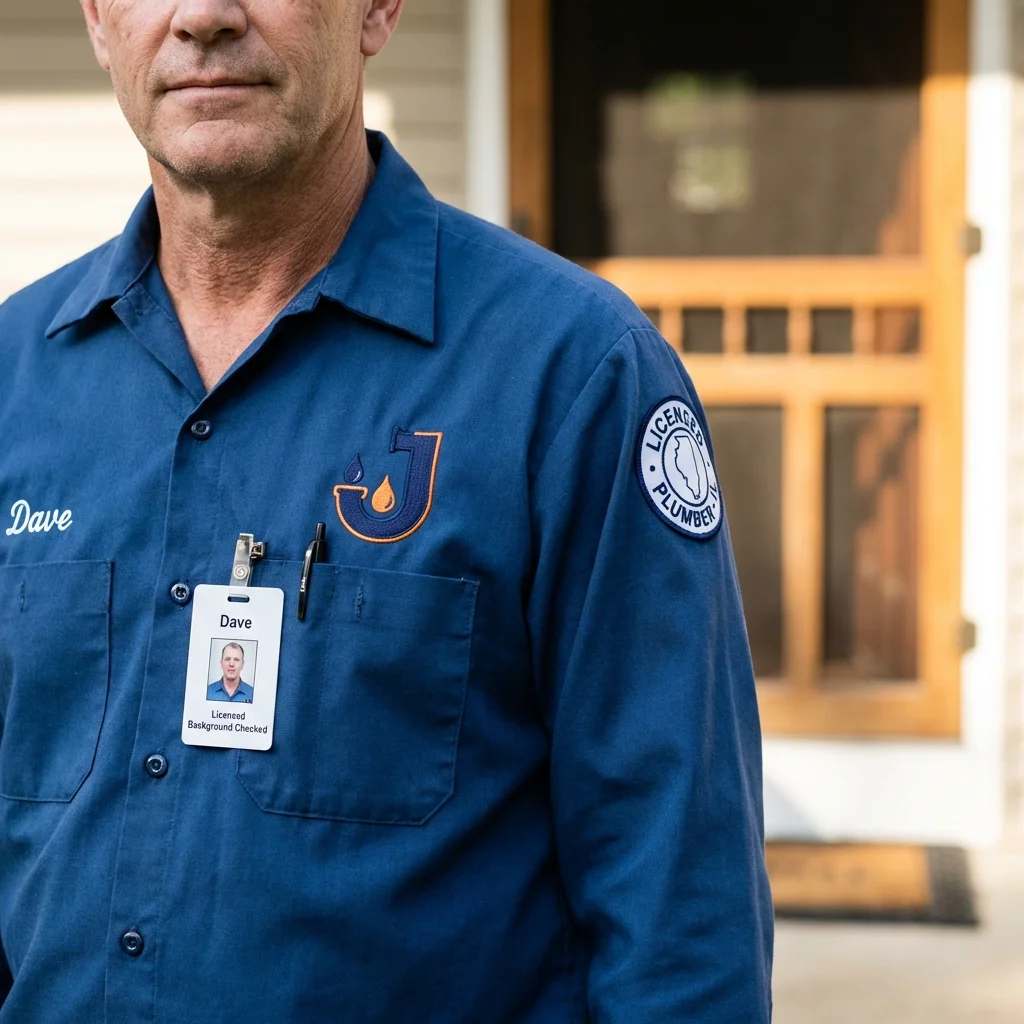 Licensed plumber showing ID badge in Watertown, TN