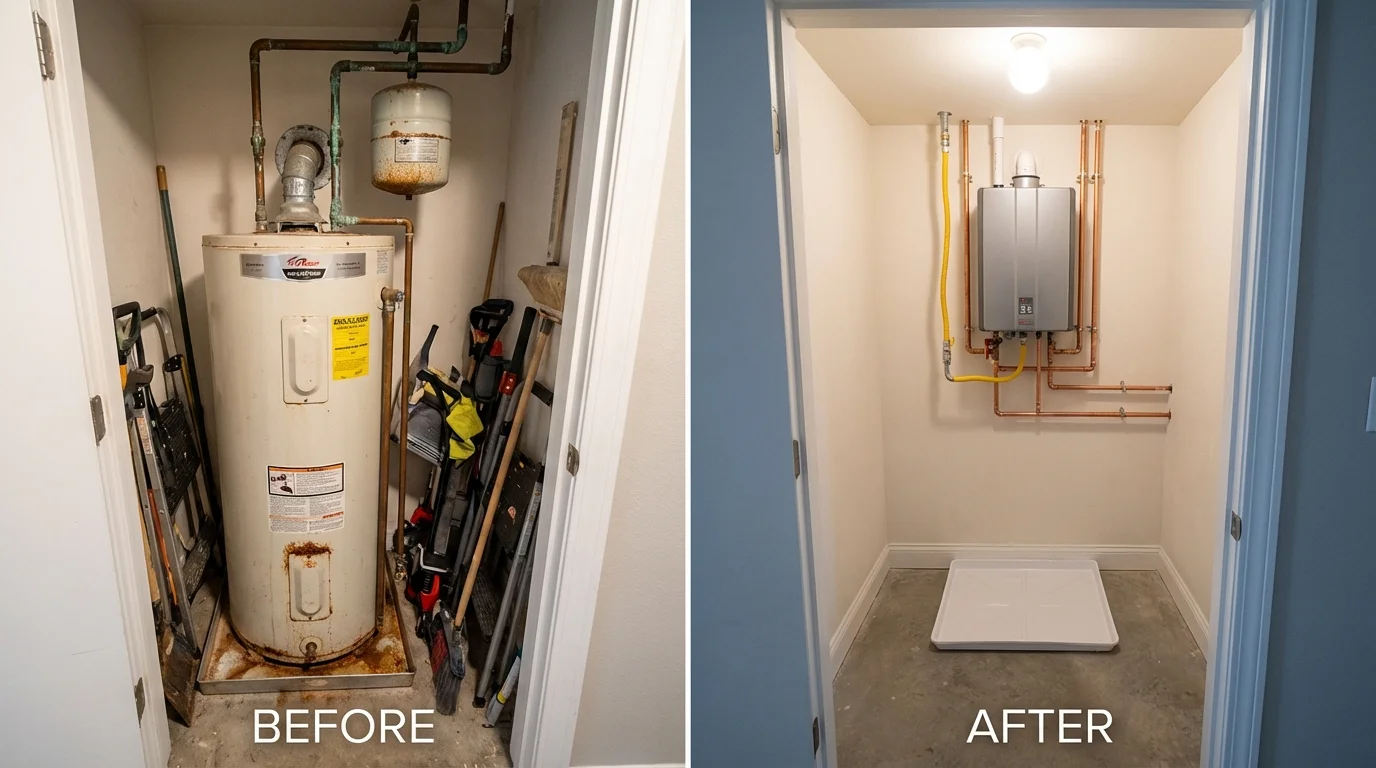 Tank water heater versus wall-mounted tankless unit comparison for Watertown, TN homeowners